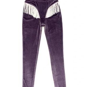 Fashion Brand Company Fringe Purple Velvet Leggings